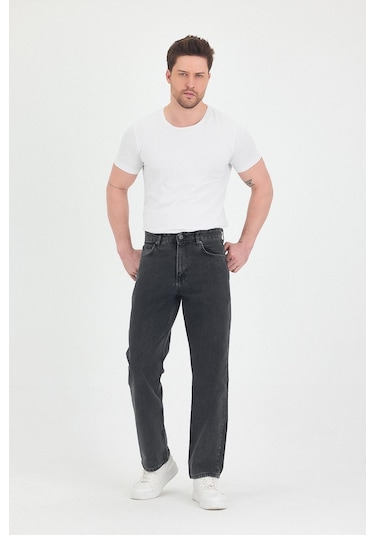 Polo State Erkek Baggy Fit Kot Pantolon Füme Füme
