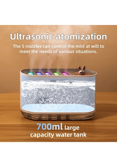 Techbloom 5 Modlu 7 Renkli Dinamik Işık Pembe Aromaterapi Nemlendirici Usb Şarjlı Sessiz Çalışma Ev Yatak Odası