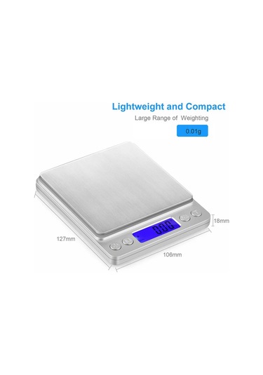 Geeksen 3 Kg Hassas Mutfak Terazisi, 0.1g Doğruluk, Büyük Lcd Ekran, Paslanmaz Çelik Platform, Otomatik Kapanma Diğer