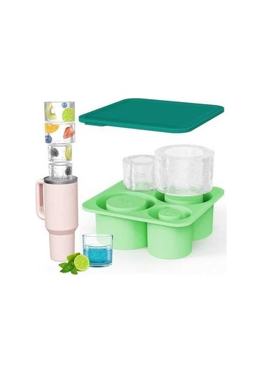 Novahub Yeni Stanley Silikon Buz Kalıbı - 4'lü Set, Fda Onaylı, -40 C'ye Dayanıklı Açık Yeşil Açık Yeşil