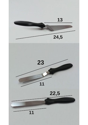 3b Trend 3'lü Eğik Ergonomik Kaymaz Saplı Spatula Seti Siyah