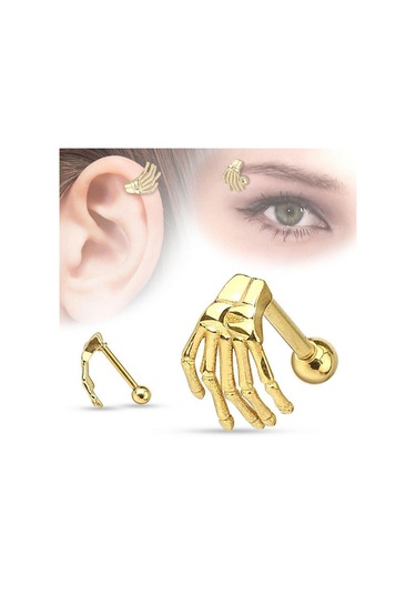 Altın Paslanmaz Çelik 3 Renk Delici Kaş Tragus Burun Meme Halkası Bar Dudaklar Pirsingler