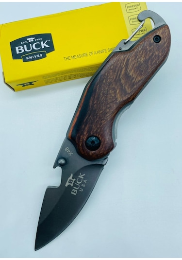 Buck Marka Ahşap Kasa Küçükboy Mini Çakı //15cm-x48 Gri - Kahverengi