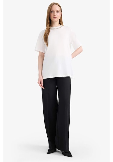 DeFacto Regular Fit Bisiklet Yaka Kısa Kollu Tunik F1801AX25SMER85 DeFacto Regular Fit Bisiklet Yaka Kısa Kollu Tunik F1801AX25SMER85