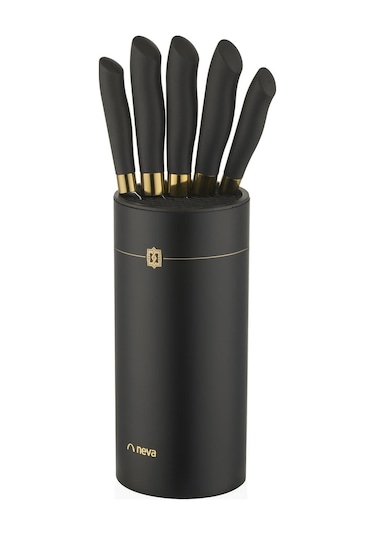 Neva N3294 Marble Plus Silindir 6 Lı Bıçak Seti Siyah