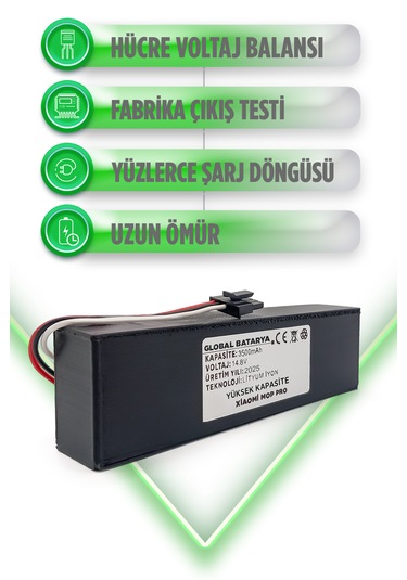Xiaomi Vacuum Mop Pro Batarya 3500mah Yüksek Kapasite