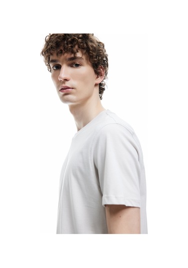 Koton Pamuklu Kısa Kollu Bisiklet Yaka Erkek Basic Tişört Gri 6wam10062hk Gri