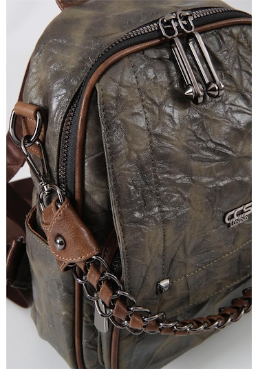 Ççs 17635 Kadın Omuz Ve Sırt Çantası Koyu Yeşil