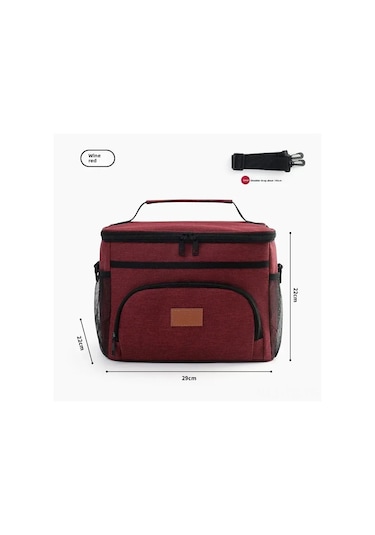Skycity Büyük Kapasiteli Isı Yalıtımlı Peva Dışarıda Kullanıma Uygun Sıvı Geçirmez Günlük Yemek Çantası Buzluk Bordo
