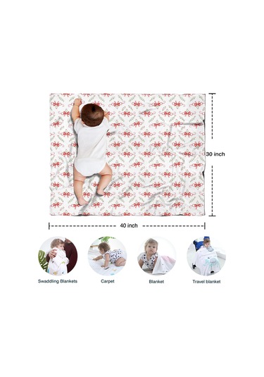 Noel Desenli Bebek Battaniyesi 40x30 İnç, Polar, Yumuşak, Hafif Ve Kalın Noel Kurdele Yaprağı