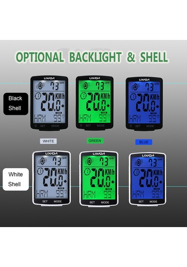 Lıxada 2.8 İnç Bisiklet Kablosuz Bilgisayar Beyaz Kabuk Yeşil Işık Beyaz