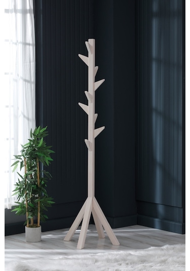 Ahşap Ayaklı Askılık Portmanto Modern Elbise Askısı 175 Cm Beyaz Diğer