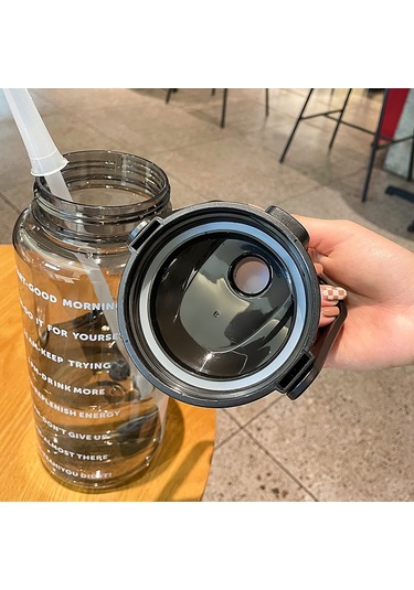 Gybl4503 2000ml Samanlı Büyük Kapasiteli Açık Hava Sporları Su Şişesi, Özellik: Yeşil+çıkartmalar Diğer