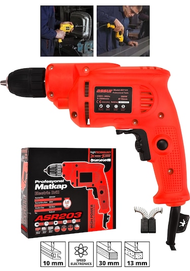 Assur ASR203 580W 10MM Elektrikli Matkap Kırmızı