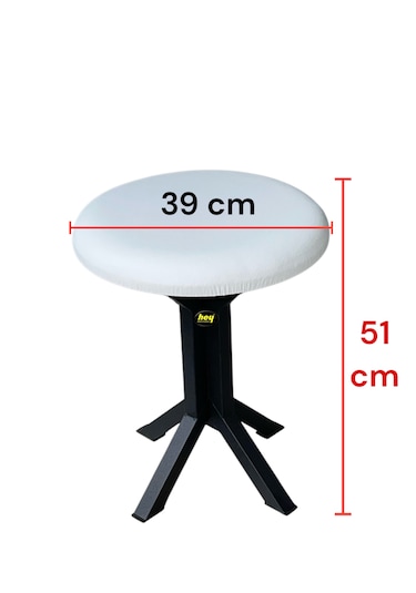 Tabure Beyaz Deri Puf Makyaj Masası Sandalyesi Metal Sandalye