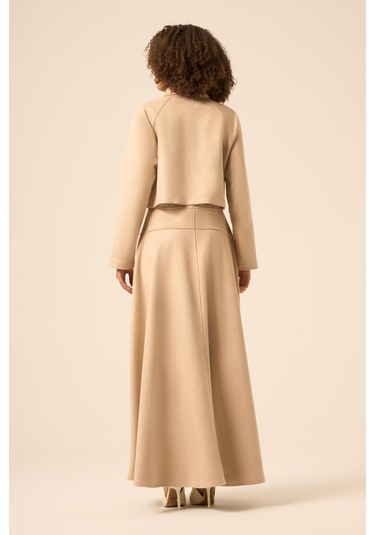 Ftz Women Kadın Scuba Süet Bolerolu Elbise Beige 31255 Beige
