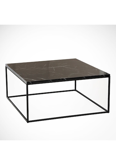 Poly Siyah Mermer Orta Sehpa Metal & Orta Masa Royal /Metal Ayak