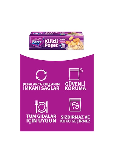 Kilitli Buzdolabı Poşeti Küçük Boy 12'li 20 X 25 Cm Üçlü Set