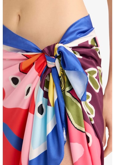 Defacto Regular Fit Desenli Saten Plaj Eteği-fall İn Love B1443ax25hspn219 Pembe