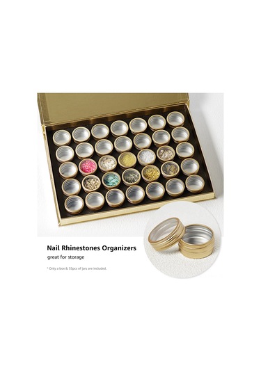 Hangfox Altın Alüminyum Manikür Taşlı Aksesuar Depolama Kutusu - 35 Parça Bölmeli, Su Geçirmez, Sağlam Ve Temizliği Kolay