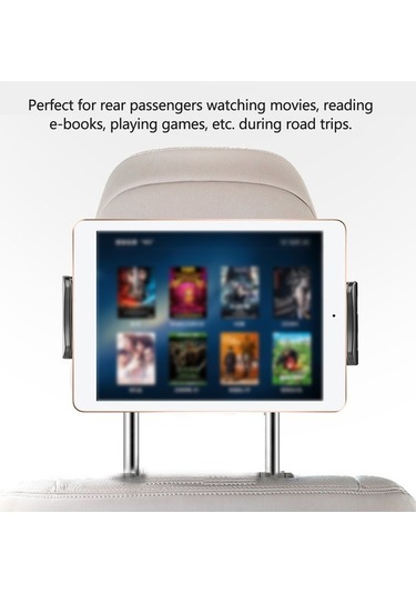 Sandwich Araba Arka Kafa Desteği Telefon/düz Tablet Tutucu - 360 Derece Döner - Yolculuk Eğlencesi İçin - Gümüş