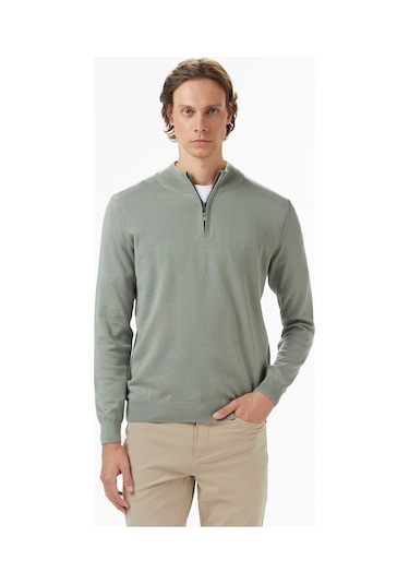 Nautica Erkek Yeşil Classic Fit Kazak Düz S57104t Yeşil