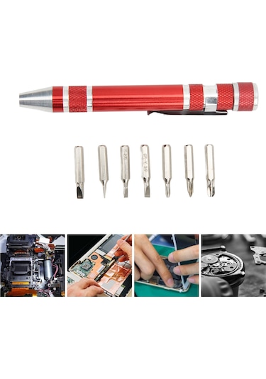 Wezone Alüminyum Cücelik Kalem 8'li Uçlu Manyetik Tamir Aleti Ev Ofis Uygun