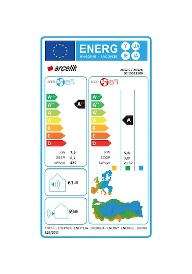 Arçelik 26326 A++ Monofaze 26000 BTU/H Salon Tipi Klima