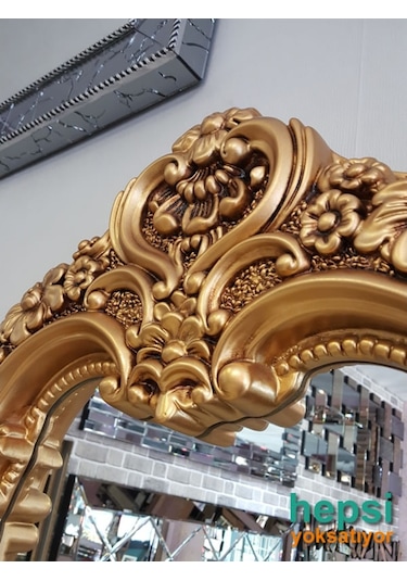 Klasik Model Altın Renk Varaklı Boy Aynası Altın