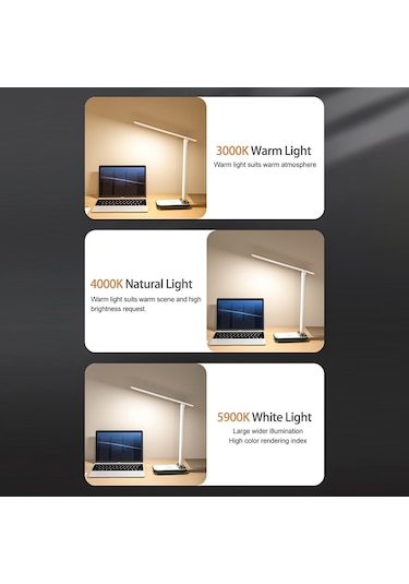 Cbtx Tb-76swk Masa Lambası Göz Bakımı Dokunmatik Kontrol Led Masa Lambası, 15w Kablosuz Şarj Fonksiyonlu