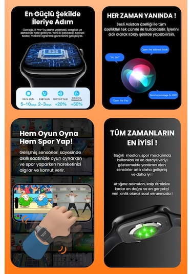 Harvox Watch 11 Pro+ Akıllı Saat Apple İphone Ve Android Tüm Telefonlara Uyumlu 46mm Turuncu