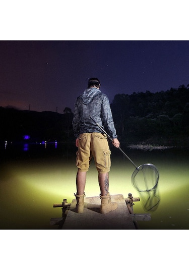 Şarjlı Ayarlanabilir Kafa Lambası Kamp Balıkçılık 4 Mod Fener Sarı - Siyah