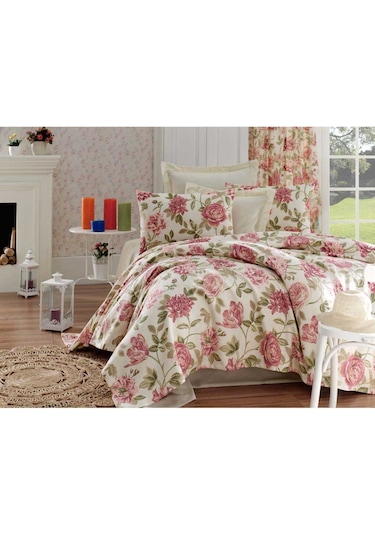 Baskılı Pike Takımı Çift Kişilik Care Pembe