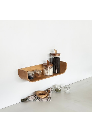 Dekoratif Ahşap Tasarım Duvar Rafı Meşe