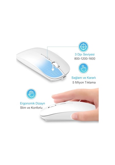 Hymark M22 Sessiz Tıklama Şarjlı Çift Modlu Bluetooth Kablosuz 2.4 Ghz Mouse