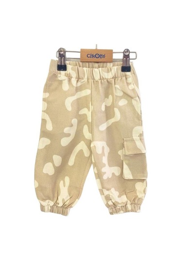 Erkek Bebek Desenli Kargo Cepli Pantolon-13811 Bej