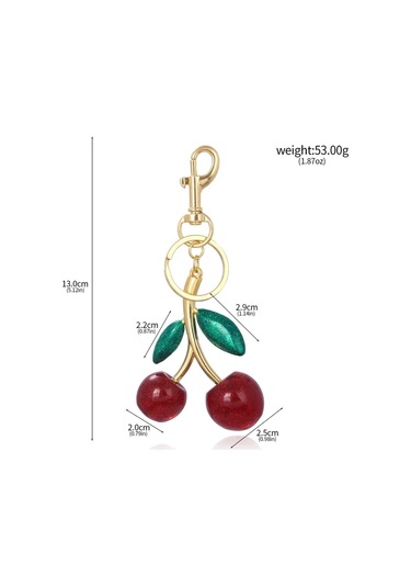 Fishsheep Kırmızı Kiraz Anahtarlık - Kadın Erkek Araba Anahtarlık Zinciri, Çanta Aksesuarıgri