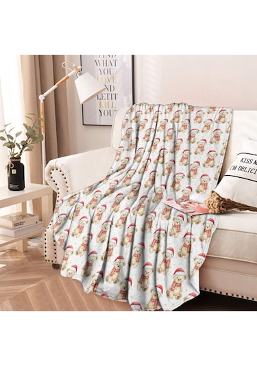 Noel Desenli 47 İnç Yuvarlak Flanel Battaniye, Yetişkin Ve Çocuk İçin, Yumuşak, Rahat Ve Hafif Noel Bayramlık Ayı