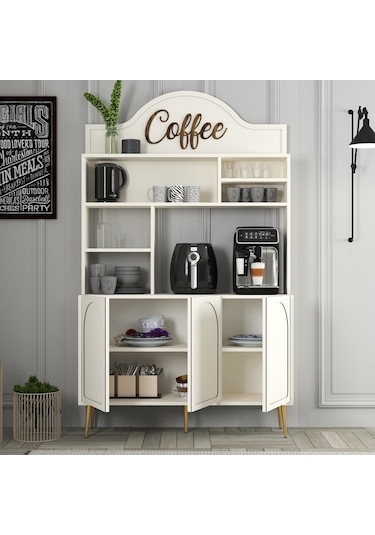 Lyon Kahve Köşesi 120cm - Krem / Altın