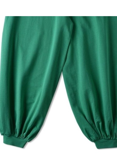 Kız Çocuk Paçası Lastikli Yüksek Bel Salaş Kalıp Eşofman Alt-12457-yeşil Yeşil