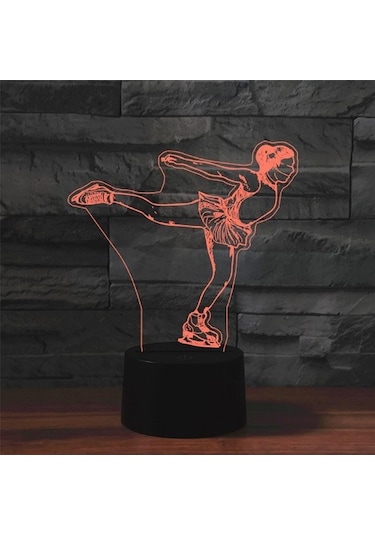 Szypzstore Çocuklar Için Gece Lambası 3d Paten Led Lamba Uzaktan Kumandalı 16 Renk Değiştirme Çocuk Için Noel Doğum Günü Hediyesi 059s21 Siyah
