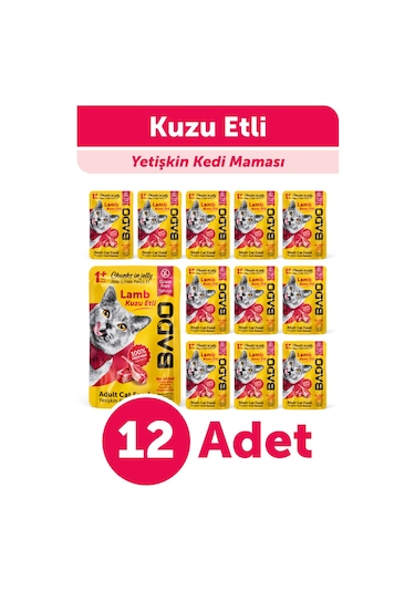 Bado Yetişkin Kedi Yaş Maması Kuzu Etli 85gr 12'li