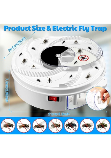 Geekyou Ev İçi Usb Elektrikli Sessiz Sinek Yakalama Aleti - Fiziksel Yöntemle Güvenli Sinek Öldürücü