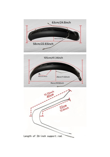 Suntek Bisiklet Çamurluk Ön Arka Set Dağ Bisikleti Için 26 Siyah