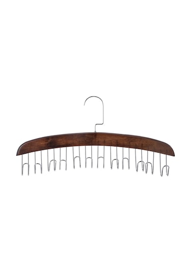 Suntek Ahşap Kravatlık Şal Havluluk 12 Kancalı Atkı Kemer Tank Üstü Koyu Kahve Kahverengi