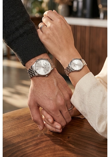 Daniel Klein 8682308439122 Classic All Silver Çelik Kordonlu Sevgili Çift Kol Saatleri Gümüş