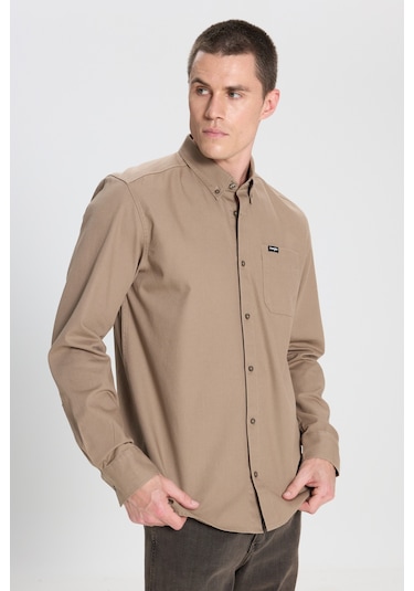 Wrangler Regular Fit Normal Kesim %100 Pamuk Cep Detaylı Vizon Gömlek Vizon
