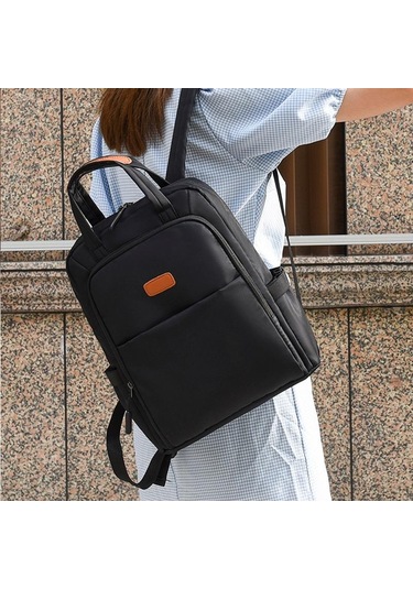 Siyah Yogodlns Trendy Yeni Oxford Sırt Çantası Kadın Büyük Kapasiteli Okul Düz Renk Gezi Seyahat Dizüstü Sırt Çantası Siyah