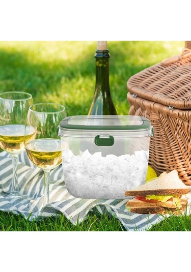 Ulzyvf Yeşil Kapaklı Buz Kovası, Tong Mühürlü Konteyner, Buz Kovası Kapalı Yeşil