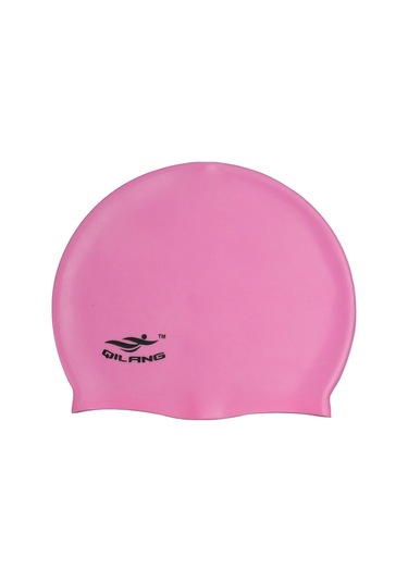 Yetişkin Düz Renk Su Geçirmez Silikon Yüzme Bonesi Pembe